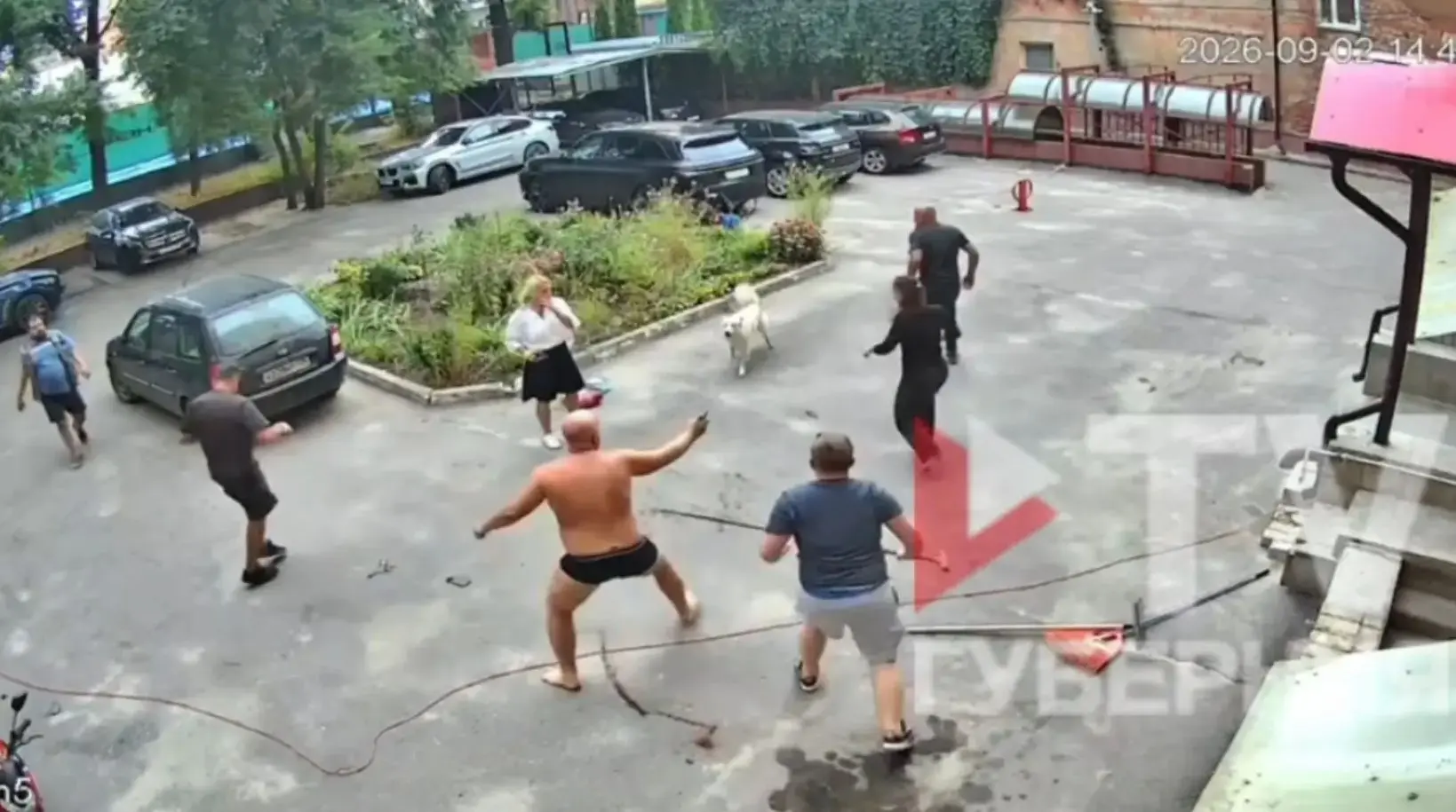 Безумная драка двух семей за парковку попала на видео в Воронеже