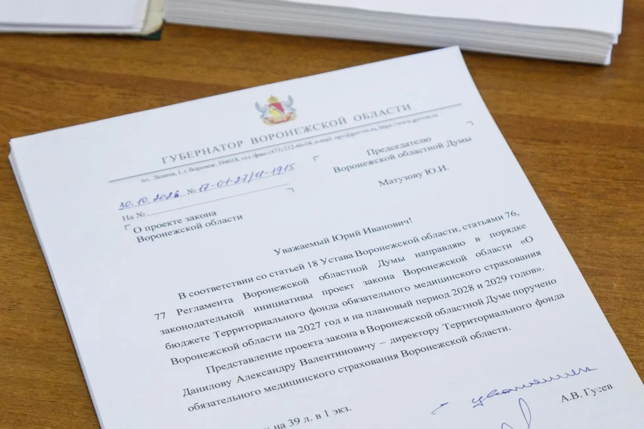 В Воронежскую областную Думу внесли проект бюджета на ближайшие три года